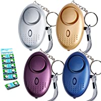Tian 4 Packs 130DB Alarma Personal llavero de Emergencia con 12 Batería de botón LR44 Adicional - Alarma Seguridad…